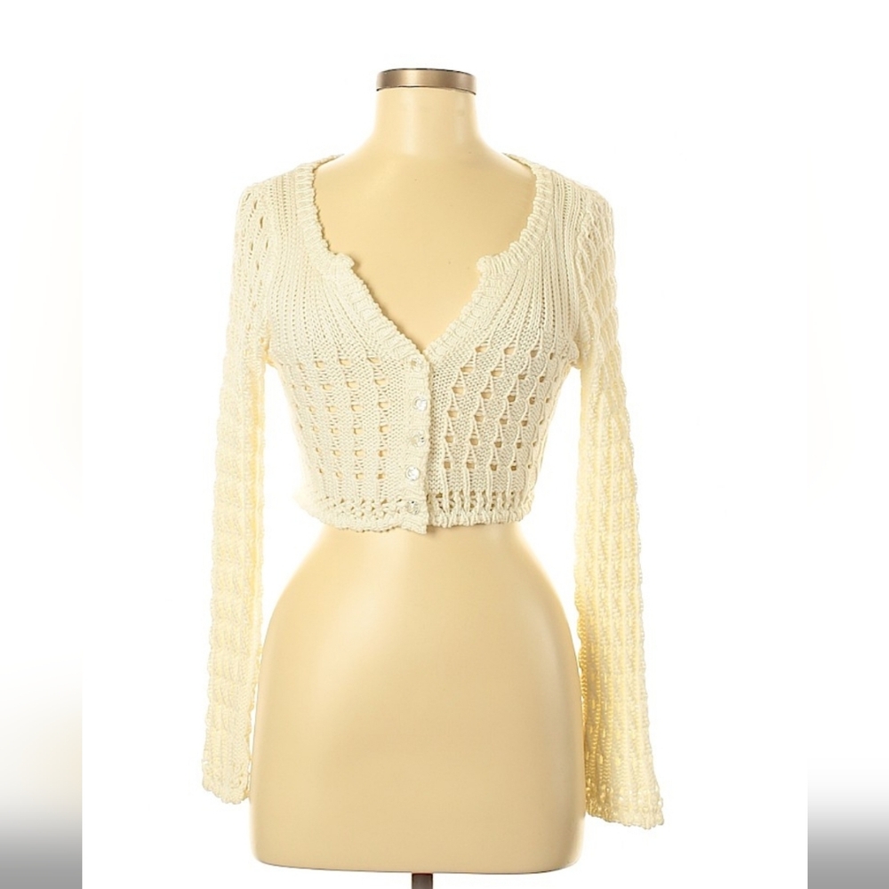 Moe Knit Cropped Cream Cardigan- Size M